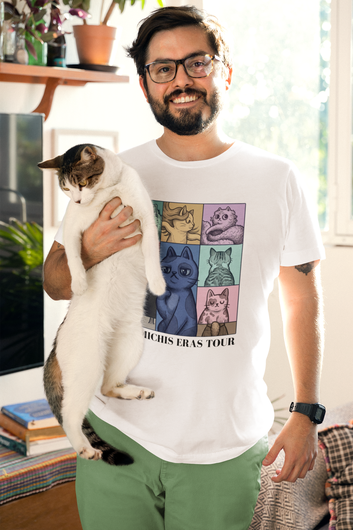 Playera The Michis Eras Tour - Cat Lover Edition (Blanca)
